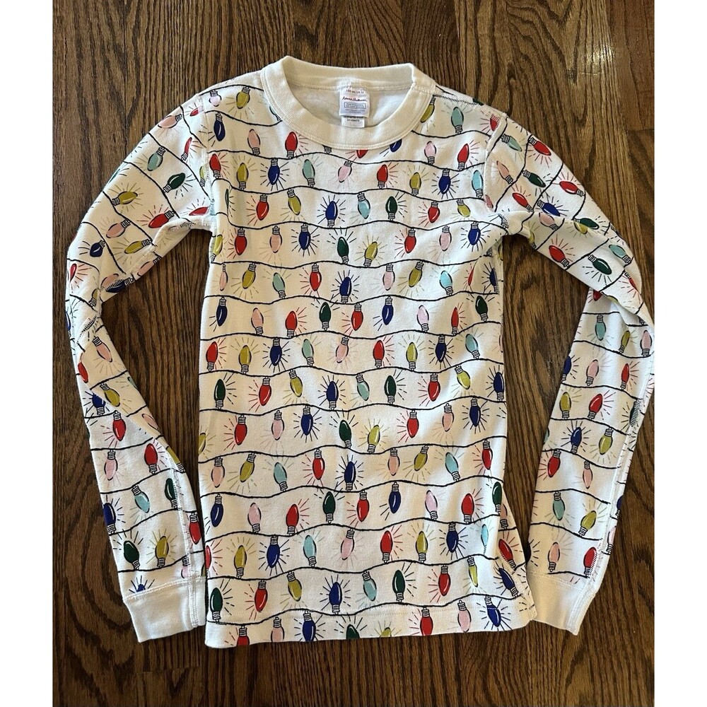 Hanna Andersson Size 12 Christmas Pajamas Lights Organic Cotton Top Only Sz 150 - Picture 8 of 14